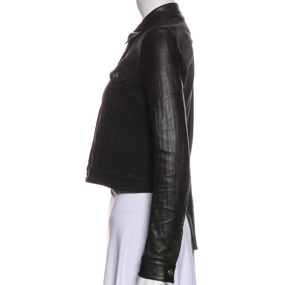 Givenchy crop denim w leather sleeves moto jacket - Picture 2 of 3